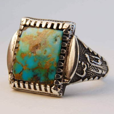 Natural Persian Turquoise Ring | AlAliGems | S925 | Oval Blue Neyshabur Turquoise | US Size 10 - Al Ali Gems