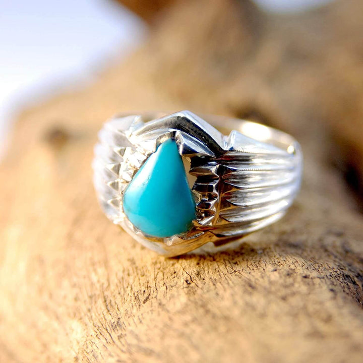 Natural Persian Turquoise Ring | AlAliGems | S925 | Oval Blue Neyshabur Turquoise | US Size 12.75 - Al Ali Gems