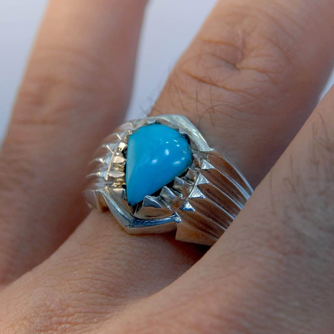 Natural Persian Turquoise Ring | AlAliGems | S925 | Oval Blue Neyshabur Turquoise | US Size 12.75 - Al Ali Gems