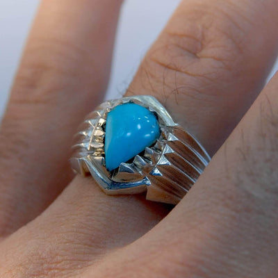 Natural Persian Turquoise Ring | AlAliGems | S925 | Oval Blue Neyshabur Turquoise | US Size 12.75 - Al Ali Gems