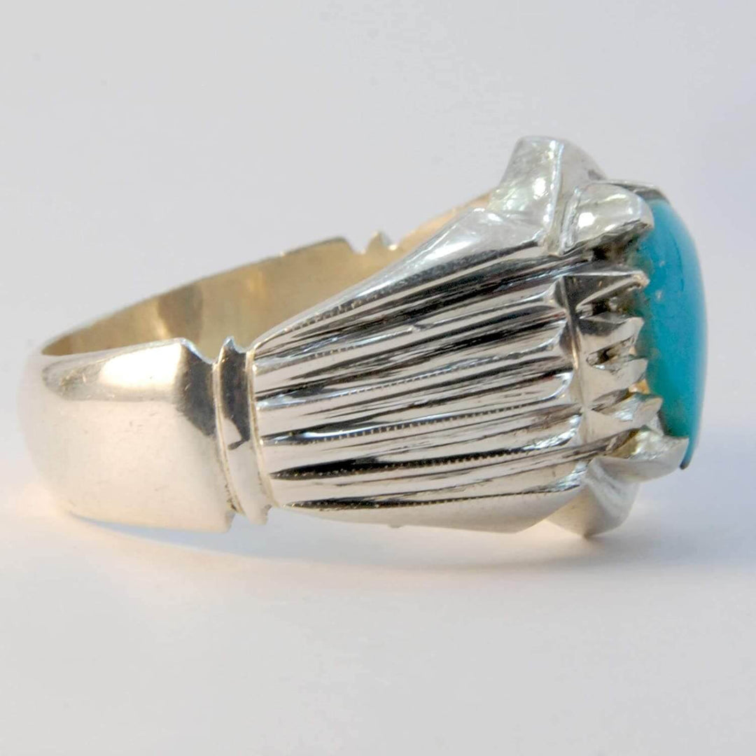Natural Persian Turquoise Ring | AlAliGems | S925 | Oval Blue Neyshabur Turquoise | US Size 12.75 - Al Ali Gems
