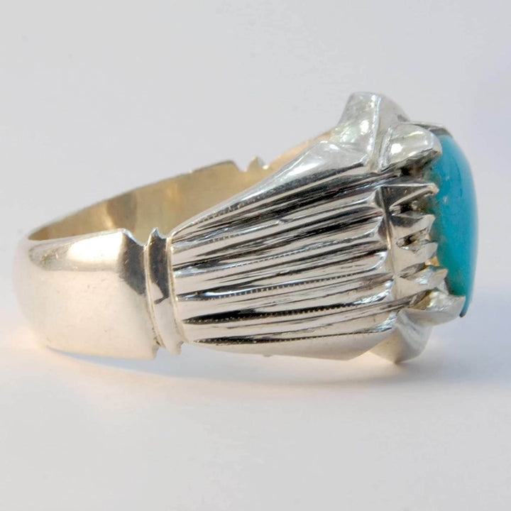 Natural Persian Turquoise Ring | AlAliGems | S925 | Oval Blue Neyshabur Turquoise | US Size 12.75 - Al Ali Gems