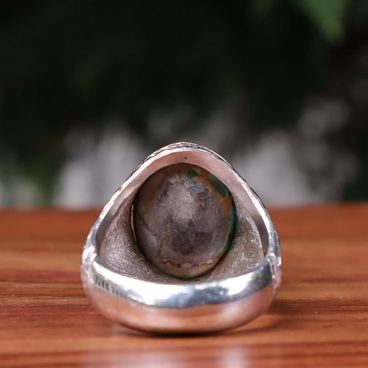Nyshapuri Feroza Stone Ring | Natural Green Turquoise Stone Ring | Sterling Silver 92.5 | Geniune Feroza Stone | US Size 10 - AlAliGems