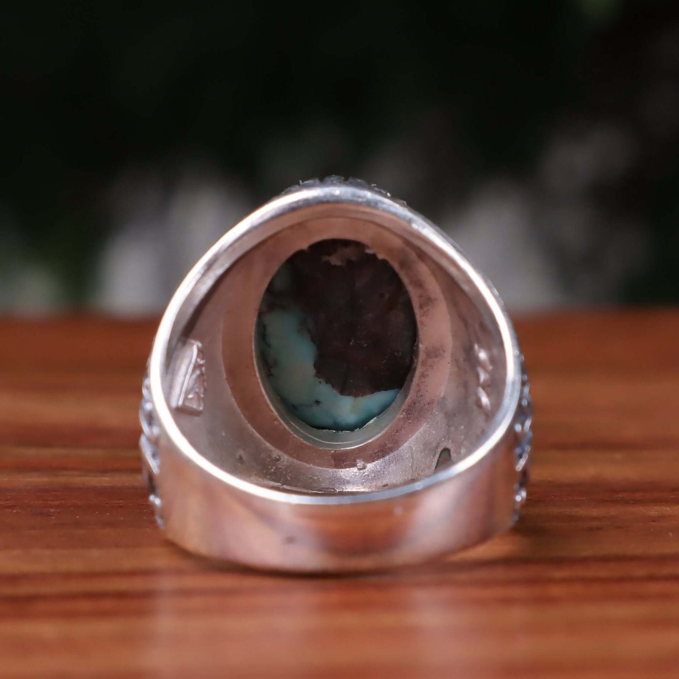 Nyshapuri Feroza Stone Ring | Natural Blue Turquoise Stone Ring | Sterling Silver 92.5 | Geniune Feroza Stone | US Size 10 - AlAliGems