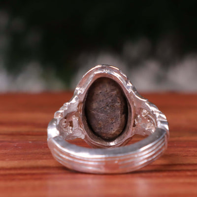 Nyshapuri Feroza Stone Ring | Natural Green Turquoise Stone Ring | Sterling Silver 92.5 | Geniune Feroza Stone | US Size 9 - AlAliGems
