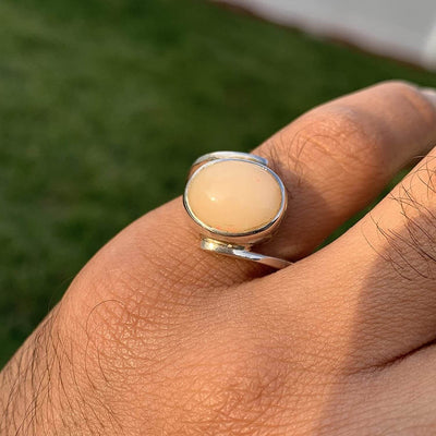 Opal Rings For Women Sterling Silver | AlAliGems | Hirz E Jawad & Imam Hussain Soil Inside | S925 Size 8 - Al Ali Gems