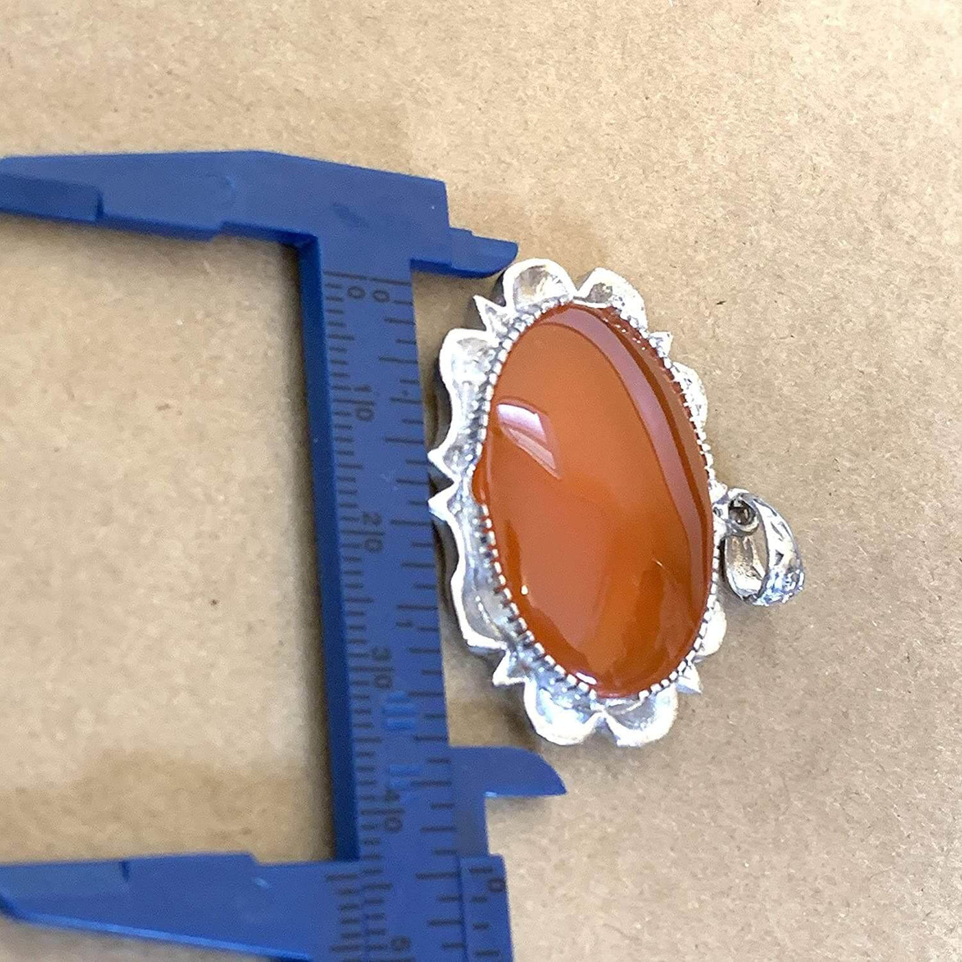 Orange Akik Pendant for men and women | S925K | Orange Yemeni Aqeeq Stone Pendant | Aqeeq For Women | AlAliGems - Al Ali Gems