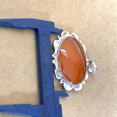 Orange Akik Pendant for men and women | S925K | Orange Yemeni Aqeeq Stone Pendant | Aqeeq For Women | AlAliGems - Al Ali Gems