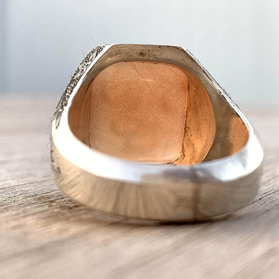 Orange Yemeni Aqeeq For Men | Aqeeq Ring For Men | AlAliGems | Hand Engraved (Wa Man Yatawakkal Al Allah) Size 10.5 - Al Ali Gems
