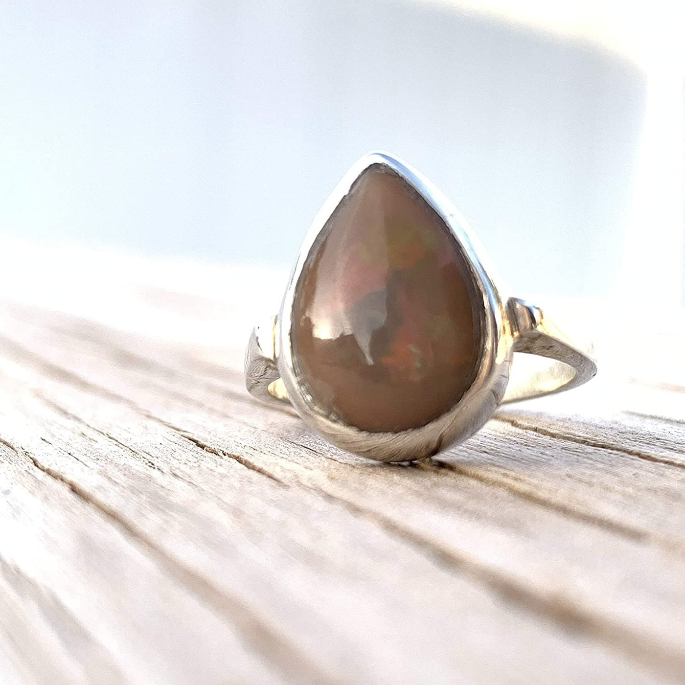 Pear Shape Opal Rings For Women Sterling Silver | AlAliGems | Hirz E Jawad & Imam Hussain Soil Size 6.5 - Al Ali Gems
