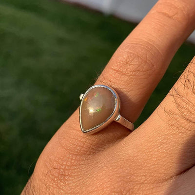 Pear Shape Opal Rings For Women Sterling Silver | AlAliGems | Hirz E Jawad & Imam Hussain Soil Size 6.5 - Al Ali Gems