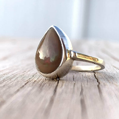 Pear Shape Opal Rings For Women Sterling Silver | AlAliGems | Hirz E Jawad & Imam Hussain Soil Size 6.5 - Al Ali Gems