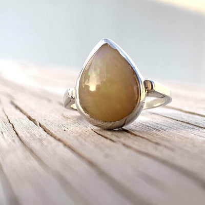 Pear Shape Opal Rings For Women Sterling Silver | AlAliGems | Hirz E Jawad & Imam Hussain Soil Size 7.5 - Al Ali Gems