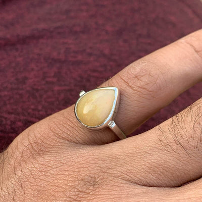 Pear Shape Opal Rings For Women Sterling Silver | AlAliGems | Hirz E Jawad & Imam Hussain Soil Size 7.5 - Al Ali Gems