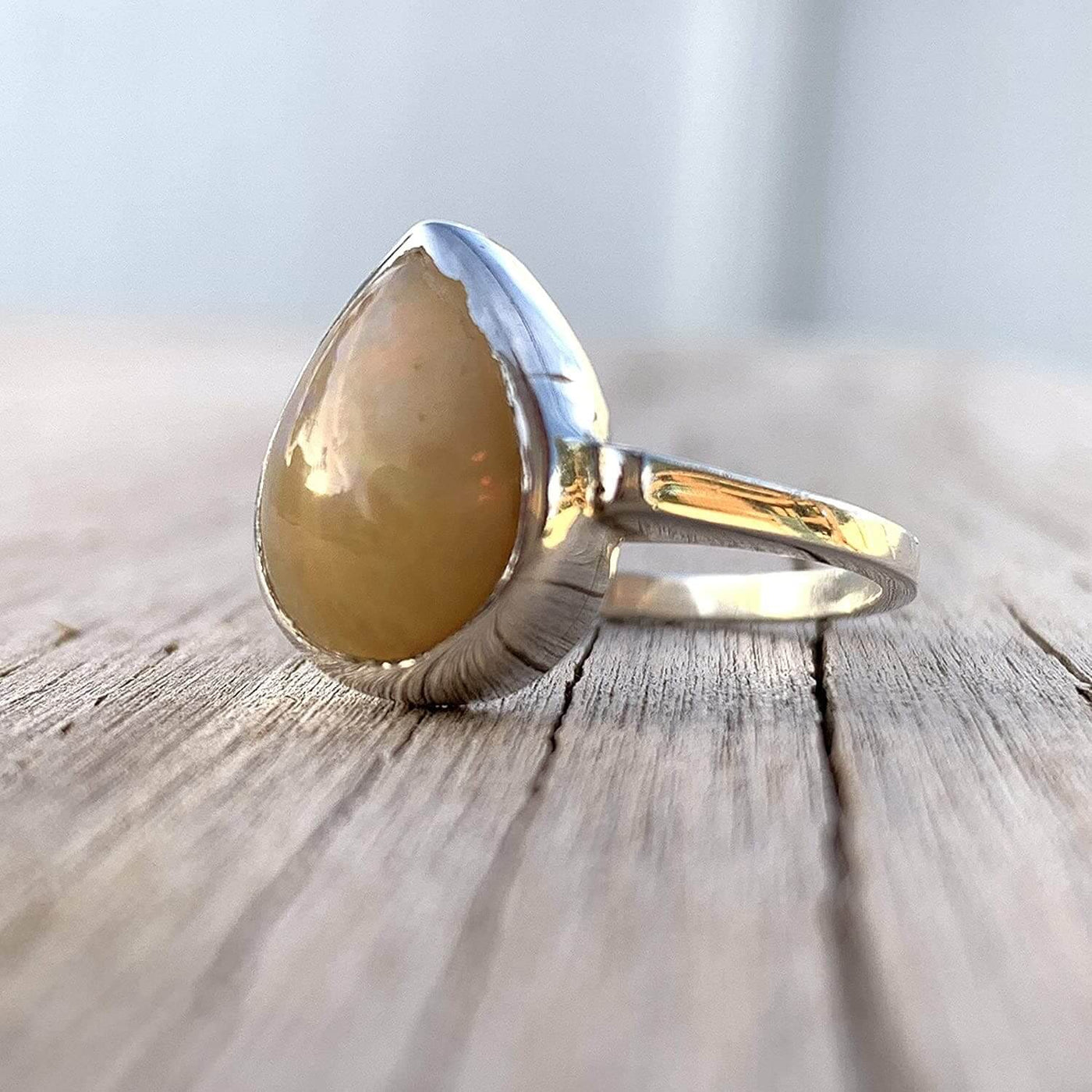 Pear Shape Opal Rings For Women Sterling Silver | AlAliGems | Hirz E Jawad & Imam Hussain Soil Size 7.5 - Al Ali Gems