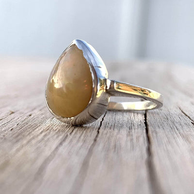 Pear Shape Opal Rings For Women Sterling Silver | AlAliGems | Hirz E Jawad & Imam Hussain Soil Size 7.5 - Al Ali Gems