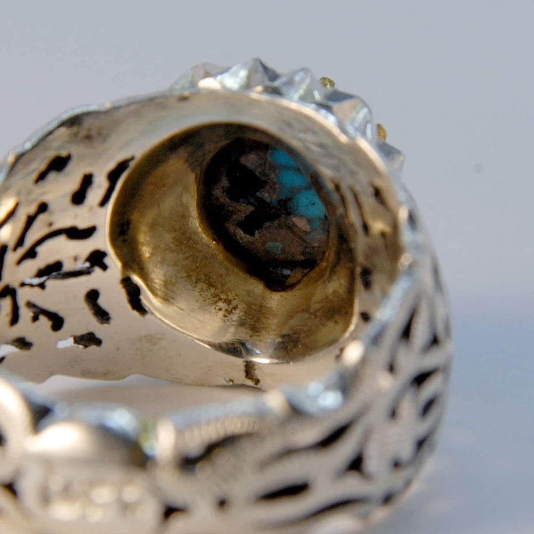 Persian Turquoise Ring Jewelry | Neyshabur Turquoise Rings | Sterling Silver US Size 10 | Persian Rings | Natural Turquoise | Feroza Stone Ring | Feroza Rings | AlAliGems Turquoise Jewelry - Al Ali Gems