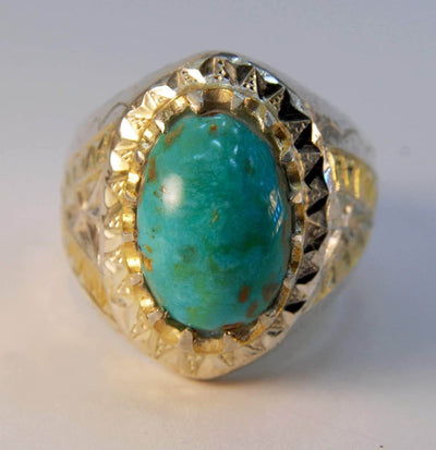 Persian Turquoise Ring Jewelry | Neyshabur Turquoise Rings | Sterling Silver US Size 11 | Persian Rings | Natural Turquoise | Feroza Stone Ring | Feroza Rings | AlAliGems Turquoise Jewelry - Al Ali Gems