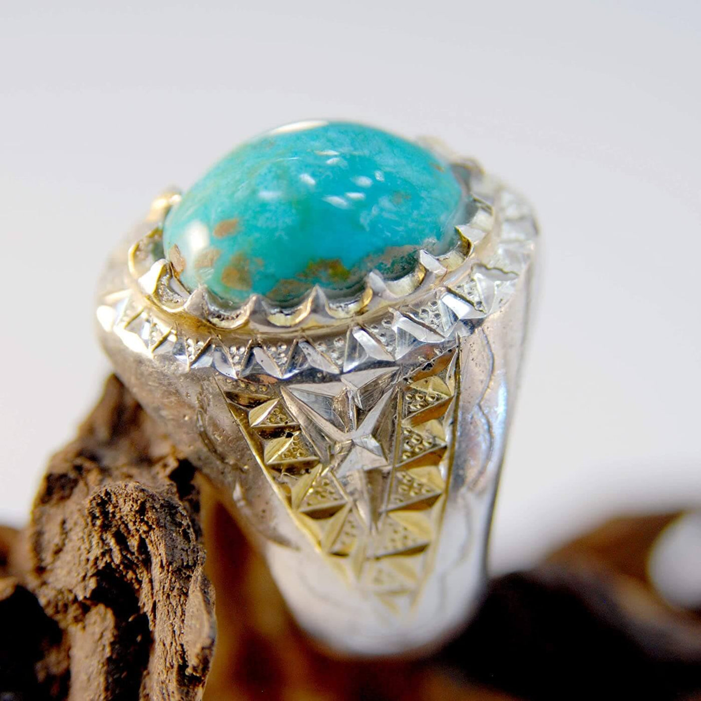 Persian Turquoise Ring Jewelry | Neyshabur Turquoise Rings | Sterling Silver US Size 11 | Persian Rings | Natural Turquoise | Feroza Stone Ring | Feroza Rings | AlAliGems Turquoise Jewelry - Al Ali Gems