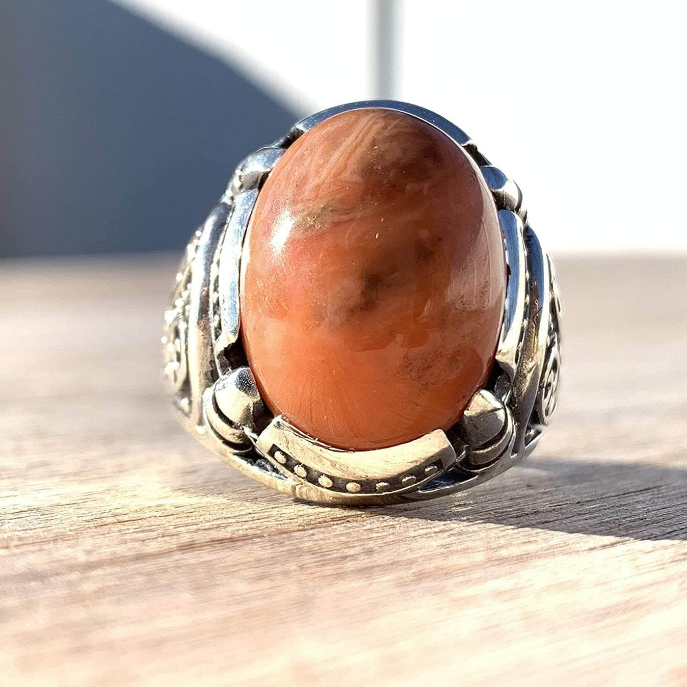 Rare Red Dur e Najaf Ring Silver | خاتم در النجف الاصلي | AlAliGems | Genuine Dur E Najaf Stone Ring | Dur Hussaini Size 11 - Al Ali Gems