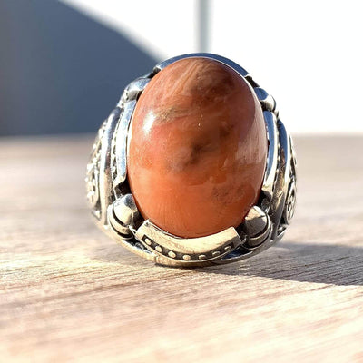 Rare Red Dur e Najaf Ring Silver | خاتم در النجف الاصلي | AlAliGems | Genuine Dur E Najaf Stone Ring | Dur Hussaini Size 11 - Al Ali Gems