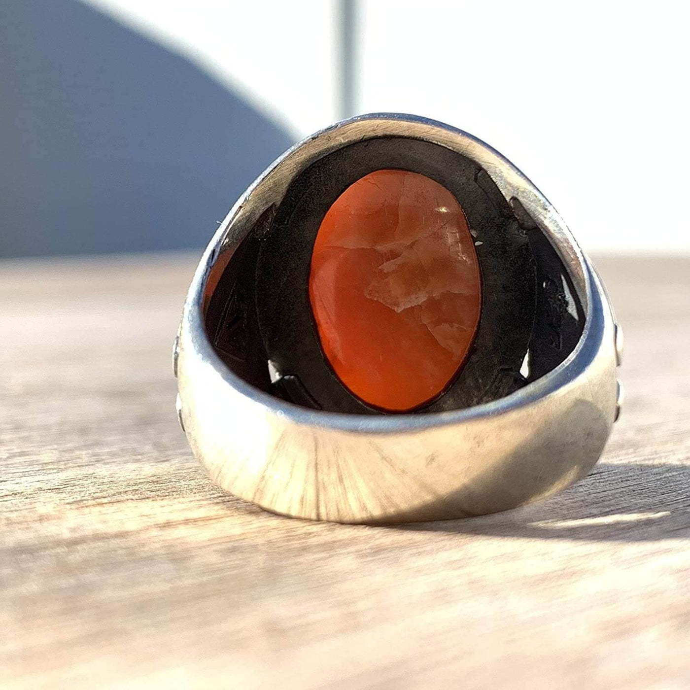 Rare Red Dur e Najaf Ring Silver | خاتم در النجف الاصلي | AlAliGems | Genuine Dur E Najaf Stone Ring | Dur Hussaini Size 11 - Al Ali Gems