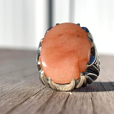 Rare Red Dur e Najaf Ring Silver | خاتم در النجف الاصلي | AlAliGems | Genuine Dur E Najaf Stone Ring | Dur Hussaini Size 9 - Al Ali Gems