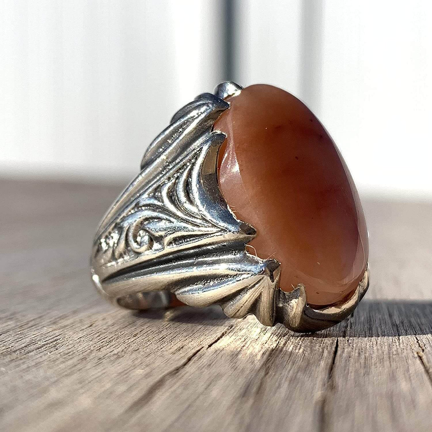 Rare Red Dur e Najaf Ring Silver | خاتم در النجف الاصلي | AlAliGems | Genuine Dur E Najaf Stone Ring | Dur Hussaini Size 9 - Al Ali Gems