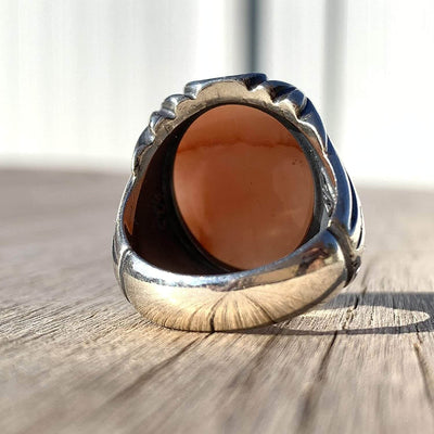 Rare Red Dur e Najaf Ring Silver | خاتم در النجف الاصلي | AlAliGems | Genuine Dur E Najaf Stone Ring | Dur Hussaini Size 9 - Al Ali Gems