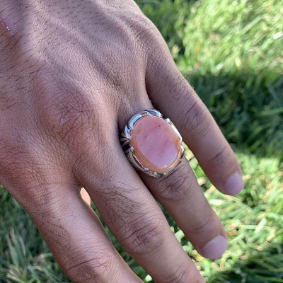 Rare Red Dur e Najaf Ring Silver | خاتم در النجف الاصلي | AlAliGems | Genuine Dur E Najaf Stone Ring | Dur Hussaini Size 9 - Al Ali Gems