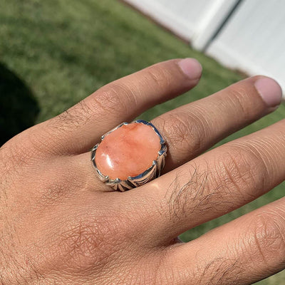 Rare Red Dur e Najaf Ring Silver | خاتم در النجف الاصلي | AlAliGems | Genuine Dur E Najaf Stone Ring | Dur Hussaini Size 9 - Al Ali Gems