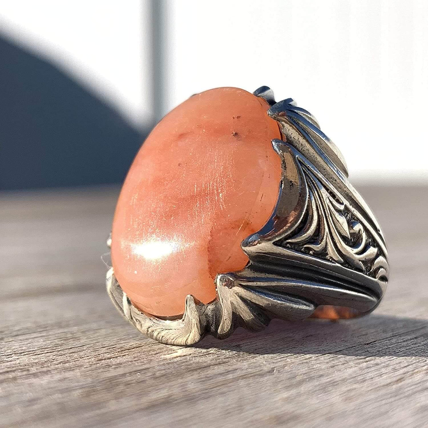 Rare Red Dur e Najaf Ring Silver | خاتم در النجف الاصلي | AlAliGems | Genuine Dur E Najaf Stone Ring | Dur Hussaini Size 9 - Al Ali Gems