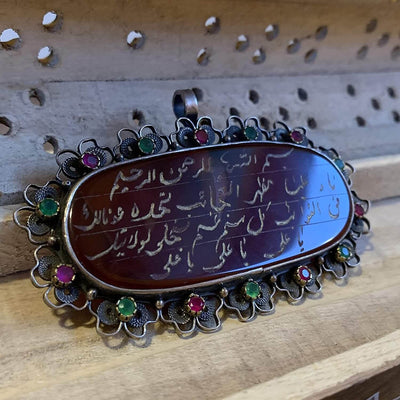 Red Akik Pendant for men and women | Nad e ali dua Pendant | Red Yemeni Aqeeq Stone Pendant | Engraved Agate For Women AlAliGems - Al Ali Gems