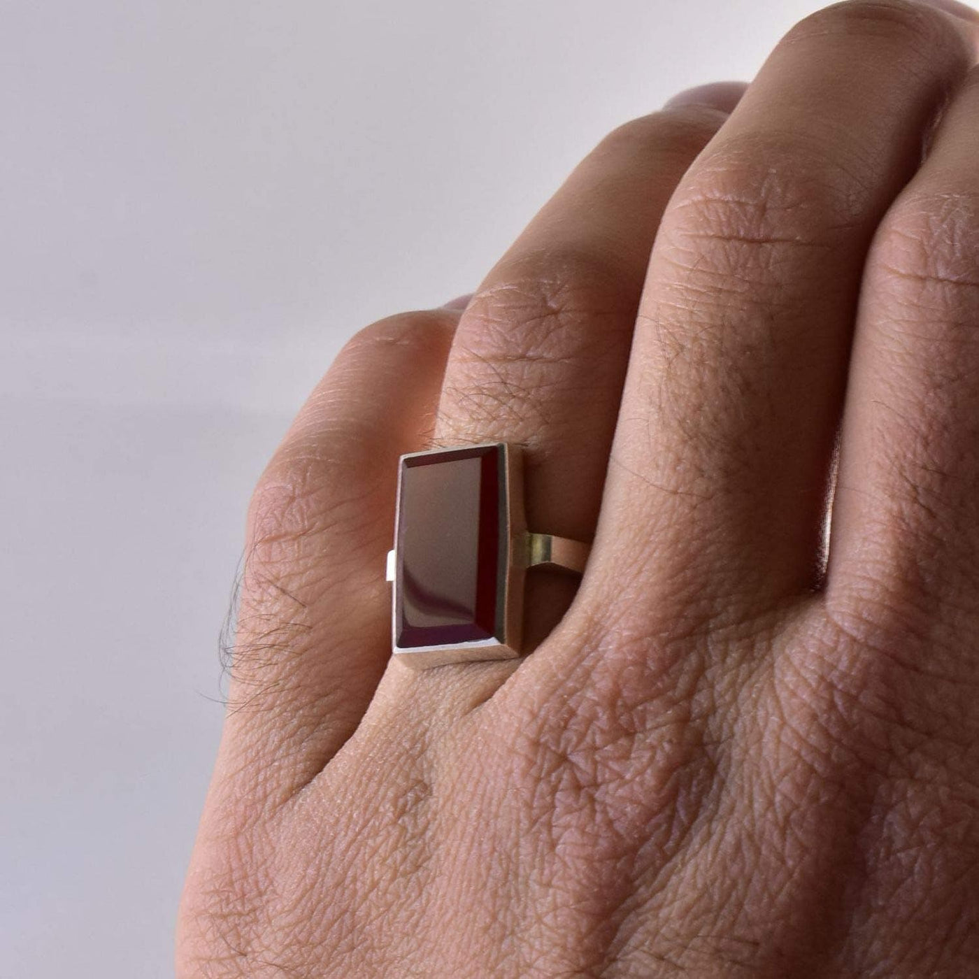 Red Aqeeq Stone ring for women | Hirz Jawad | Yemeni Aqeeq Ring Size 9 - Al Ali Gems