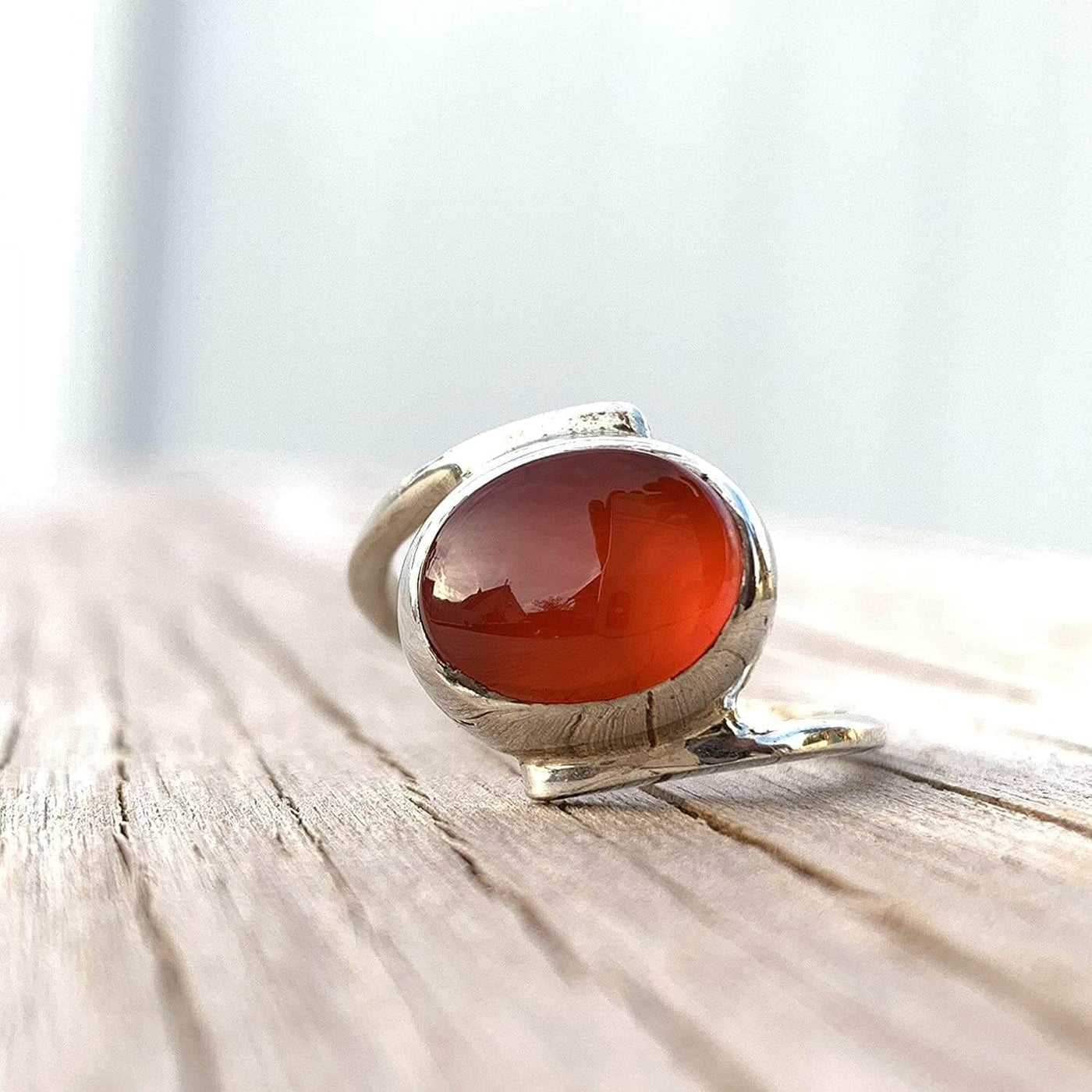 Red Aqeeq Stone Sterling Silver For Women Ring | Yemeni Red Aqeeq Handmade | AlAliGems Size 8 - Al Ali Gems