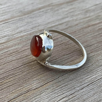 Red Aqeeq Stone Sterling Silver For Women Ring | Yemeni Red Aqeeq Handmade | AlAliGems Size 8 - Al Ali Gems