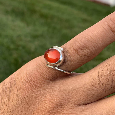 Red Aqeeq Stone Sterling Silver For Women Ring | Yemeni Red Aqeeq Handmade | AlAliGems Size 8 - Al Ali Gems