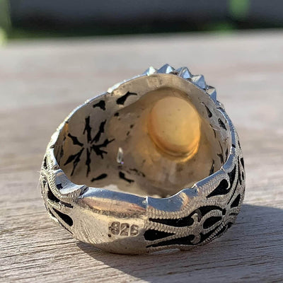 Sharaf Shams Ring | Yemeni Yellow Aqeeq Ring | AlAliGems | Handmade Ring S925 | Yellow Aqeeq Stone Ring Aqeeq Yellow | AQEEQ RING SHIA Size 11 | شرف الشمس چیست خاتم عقيق اصفر - Al Ali Gems
