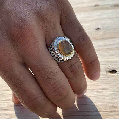 Sharaf Shams Ring | Yemeni Yellow Aqeeq Ring | AlAliGems | Handmade Ring S925 | Yellow Aqeeq Stone Ring Aqeeq Yellow | AQEEQ RING SHIA Size 11 | شرف الشمس چیست خاتم عقيق اصفر - Al Ali Gems