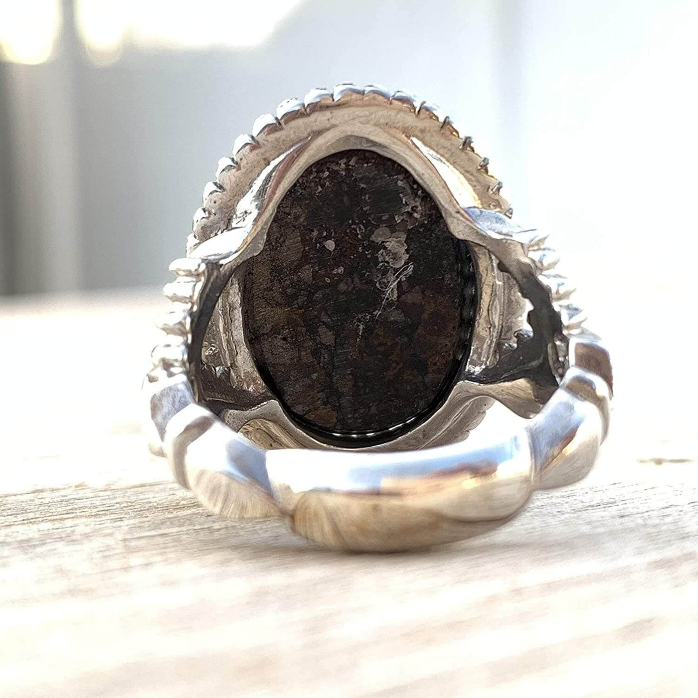 Turquoise Ring in Sterling Silver 925 & Genuine Turquoise | Neyshabur Turquoise | Feroza Stone Size 10 - Al Ali Gems