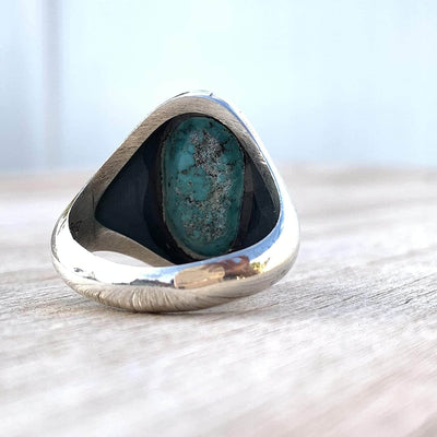 Turquoise Ring in Sterling Silver 925 & Genuine Turquoise | Neyshabur Turquoise | Feroza Stone Size 12.25 - Al Ali Gems
