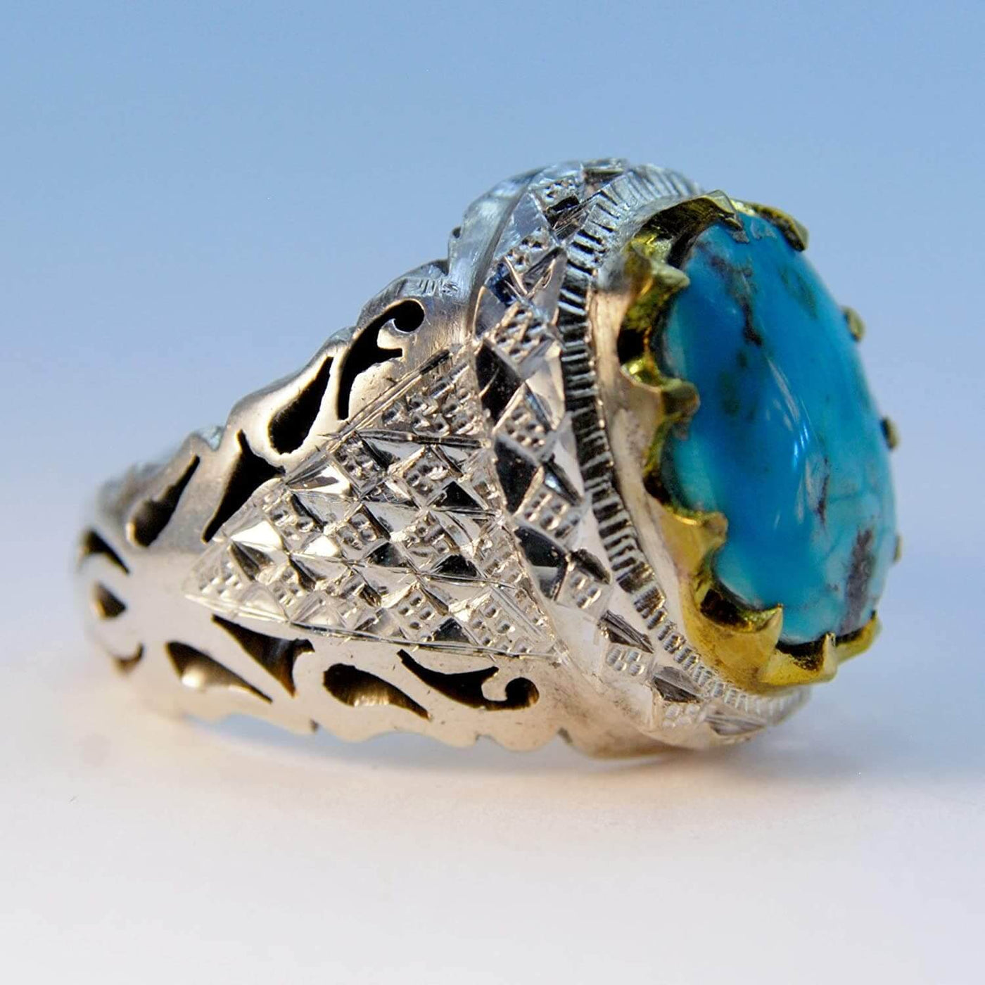 Vintage Natural Persian Turquoise Ring | AlAliGems | S925 | Neyshabur Turquoise | US Size 10.25 - Al Ali Gems
