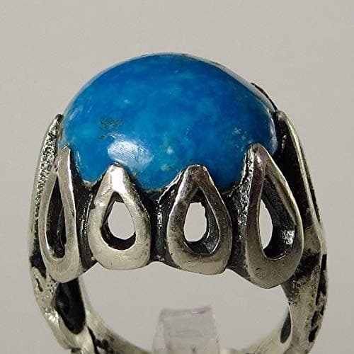 Vintage Style Natural Persian Turquoise Ring | AlAliGems | S925 | Kermani Mountin | US Size 7.5 - Al Ali Gems