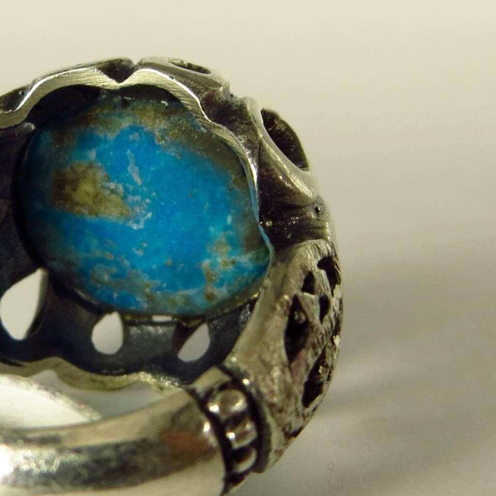 Vintage Style Natural Persian Turquoise Ring | AlAliGems | S925 | Kermani Mountin | US Size 7.5 - Al Ali Gems