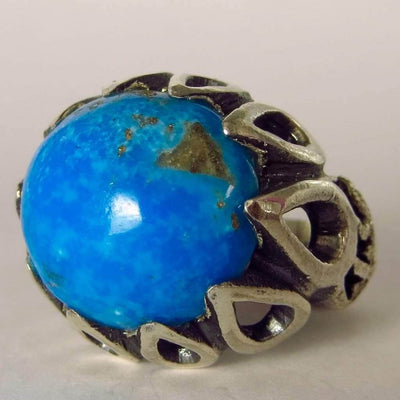 Vintage Style Natural Persian Turquoise Ring | AlAliGems | S925 | Kermani Mountin | US Size 7.5 - Al Ali Gems