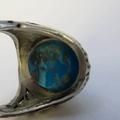 Vintage Style Natural Persian Turquoise Ring | AlAliGems | S925 | Kermani Mountin | US Size 9 - Al Ali Gems