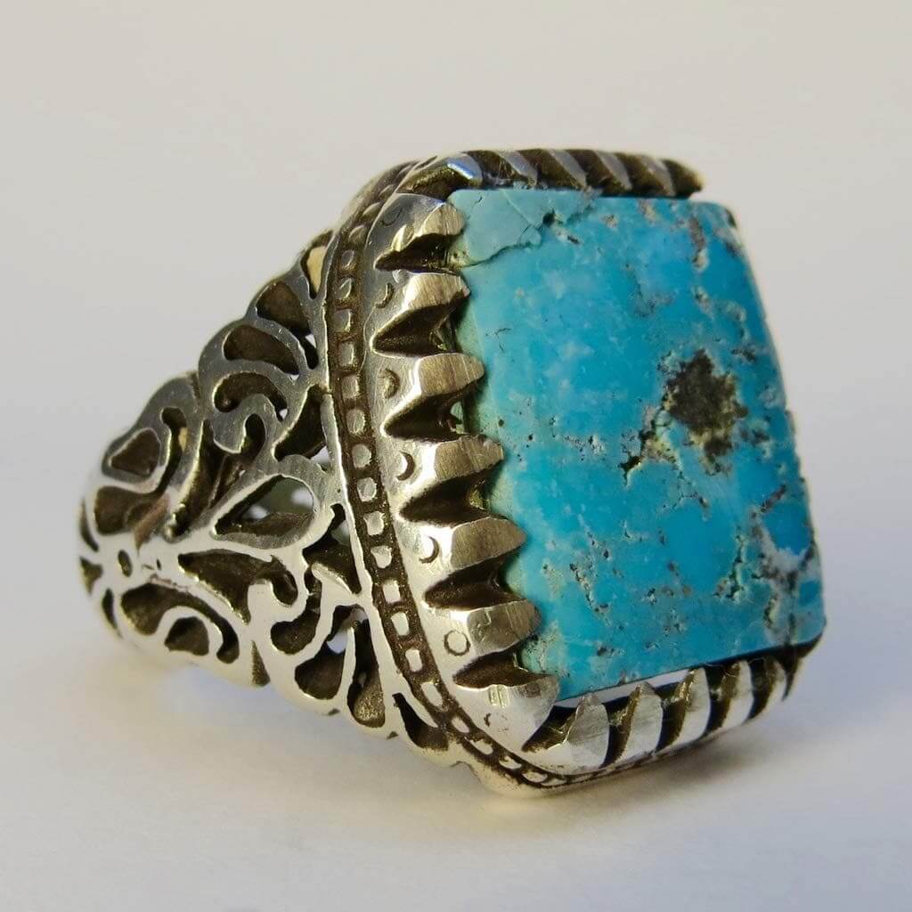 Vintage Style Natural Persian Turquoise Ring | AlAliGems | S925 | Neyshabur Turquoise | US Size 10.5 - Al Ali Gems