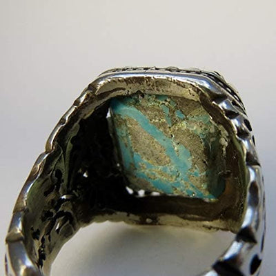 Vintage Style Natural Persian Turquoise Ring | AlAliGems | S925 | Neyshabur Turquoise | US Size 10.5 - Al Ali Gems
