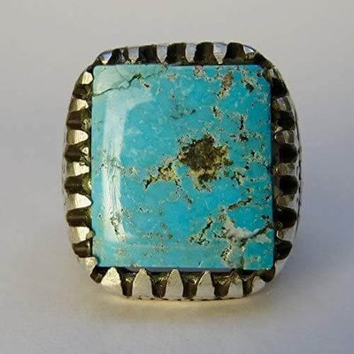 Vintage Style Natural Persian Turquoise Ring | AlAliGems | S925 | Neyshabur Turquoise | US Size 10.5 - Al Ali Gems
