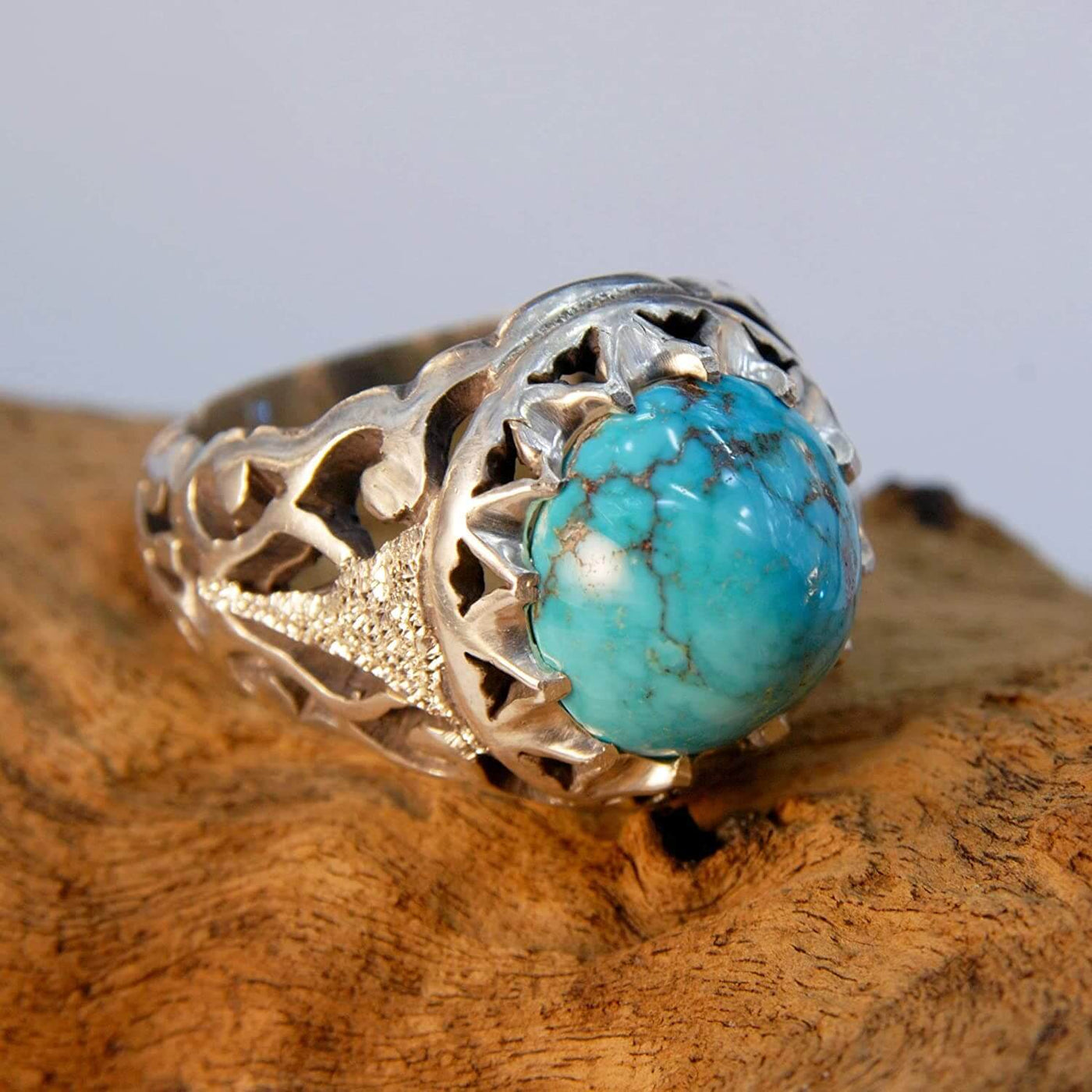 Vintage Style Natural Persian Turquoise Ring | AlAliGems | S925 | Neyshabur Turquoise | US Size 11 - Al Ali Gems